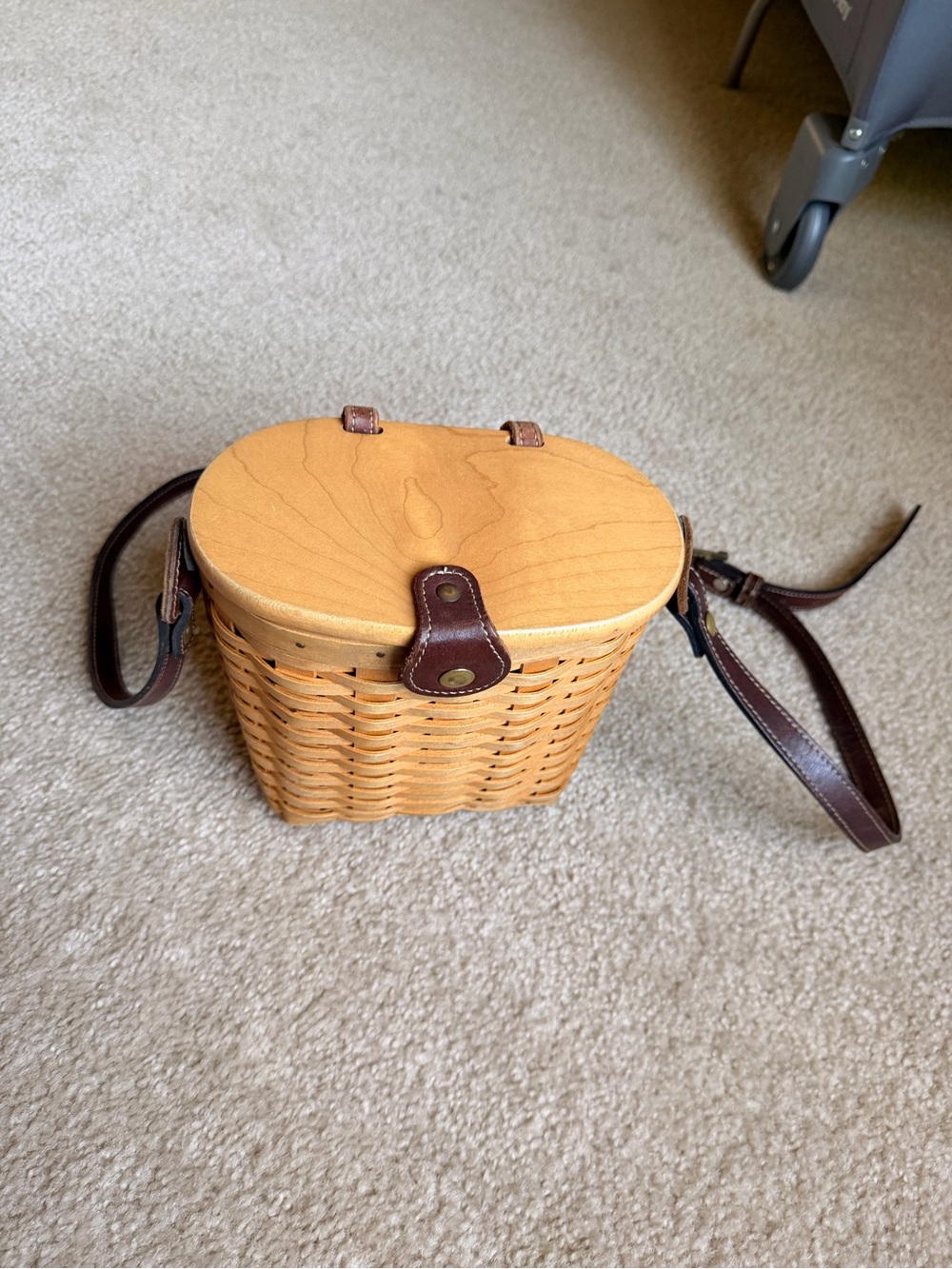 Longaberger Woven Crossbody Bag in Natural and Brown